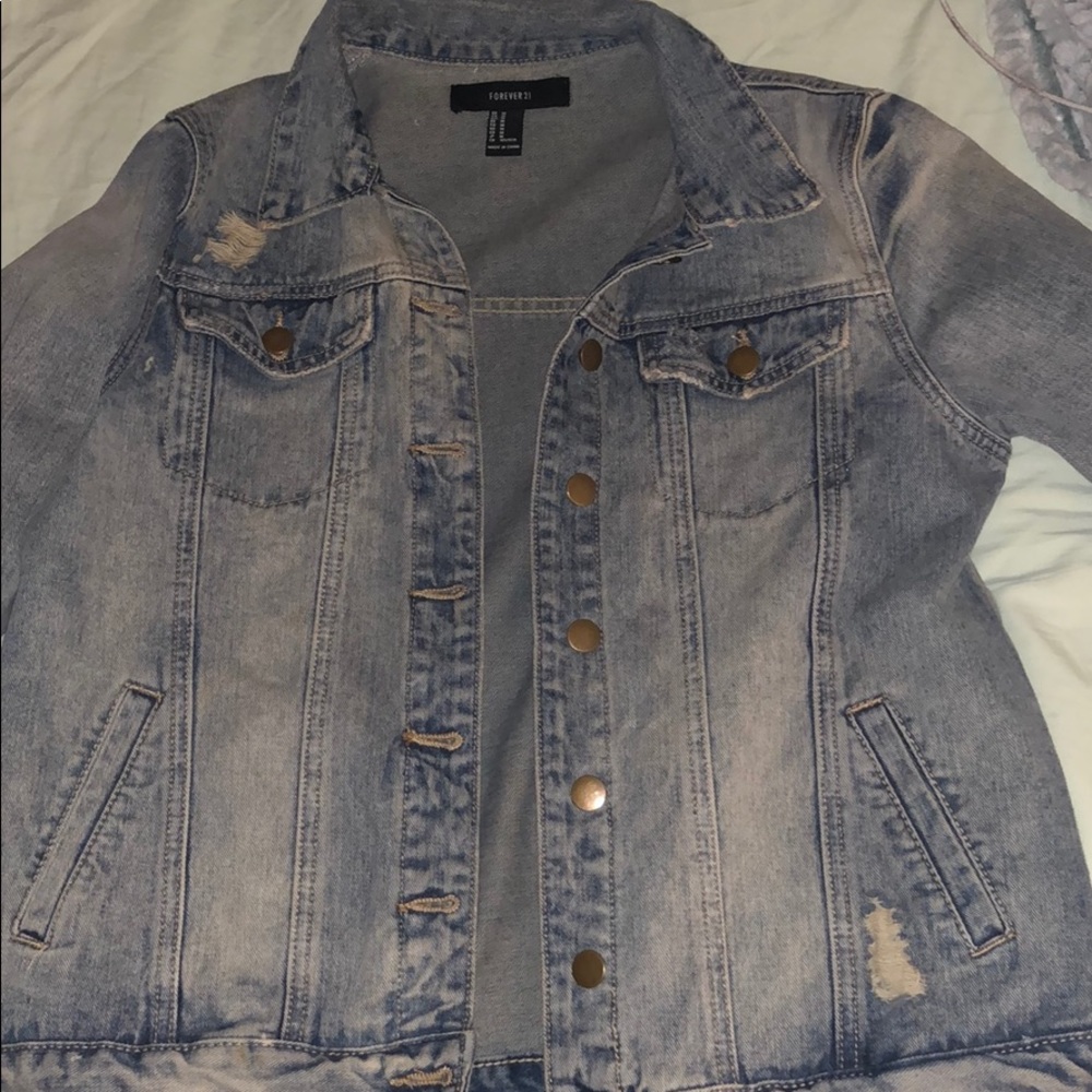 Forever 21 distressed denim jacket